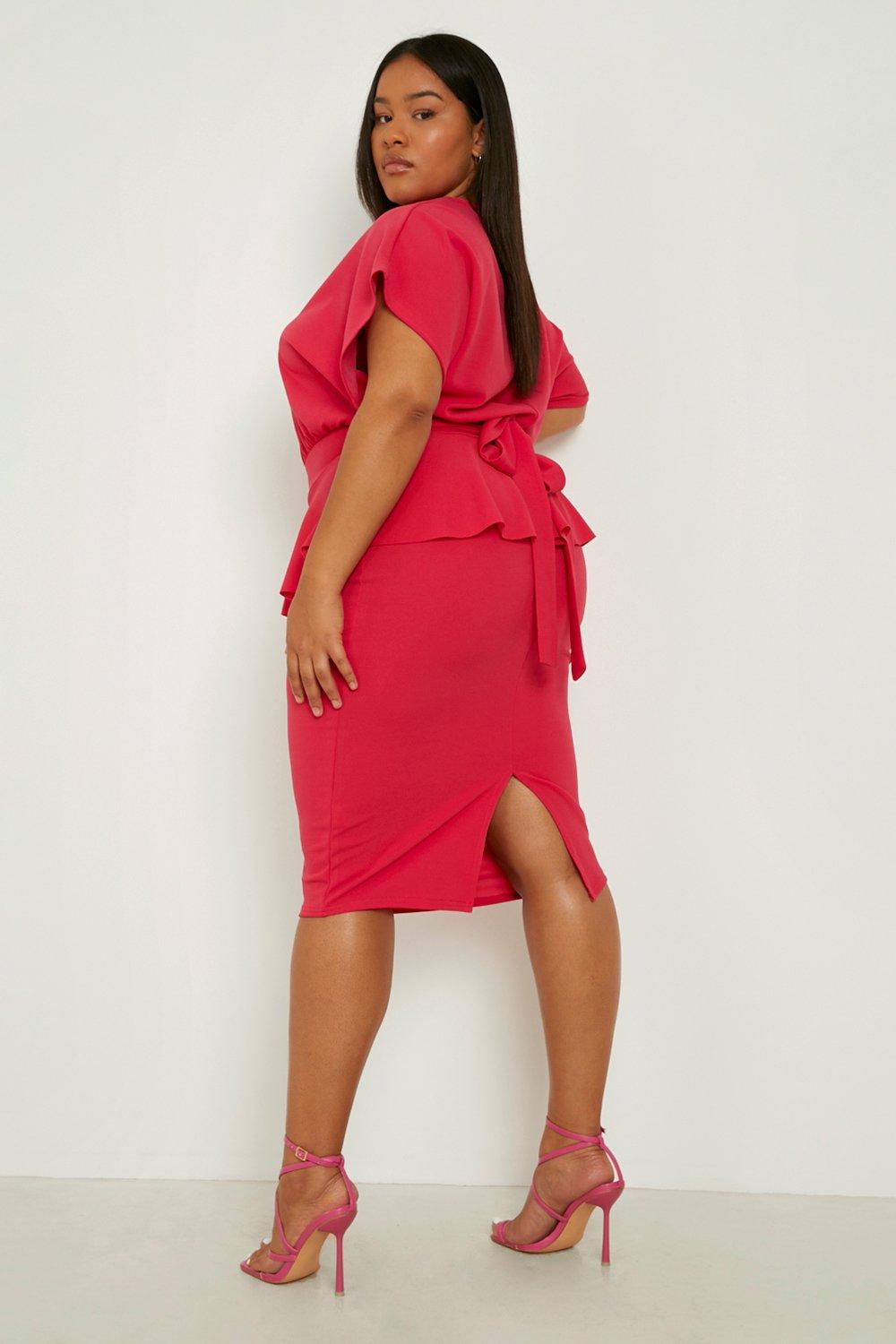 Plus Slash Neck Peplum Dress